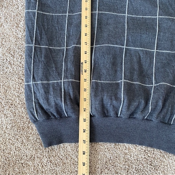 Fairway & Greene Italian Merino Wool 1/4 Zip Sweater Lined Medium Gray - Picture 7 of 7